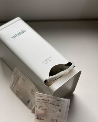 Instagram post by @bernniceeee for Vitable. Caption reads: [...] that are plastic-free and compostable?....