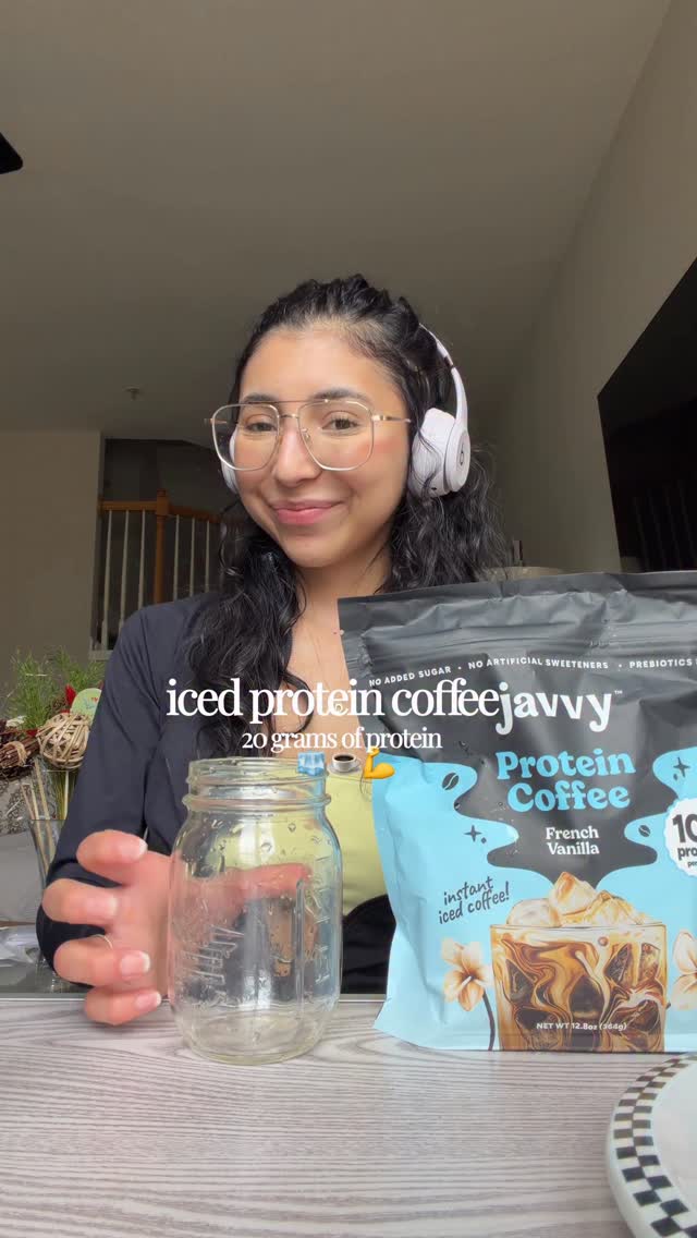 Instagram post by @danifernandez.go for Javvy Coffee. Caption reads: [...] to my protein goals. This time I used....