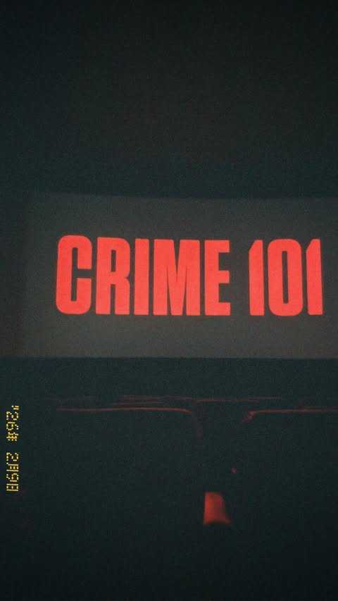 Instagram post by @therealhollyw00d for AMC Theatres. Caption reads: CRIME 101 review #crime101movie #crime101....