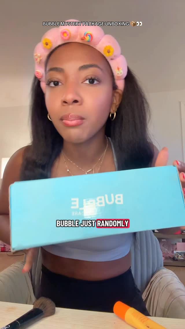 Instagram post by @lifewithchristirose for Bubble. Caption reads: not bubble sending me a mystery package?? 😭💙....