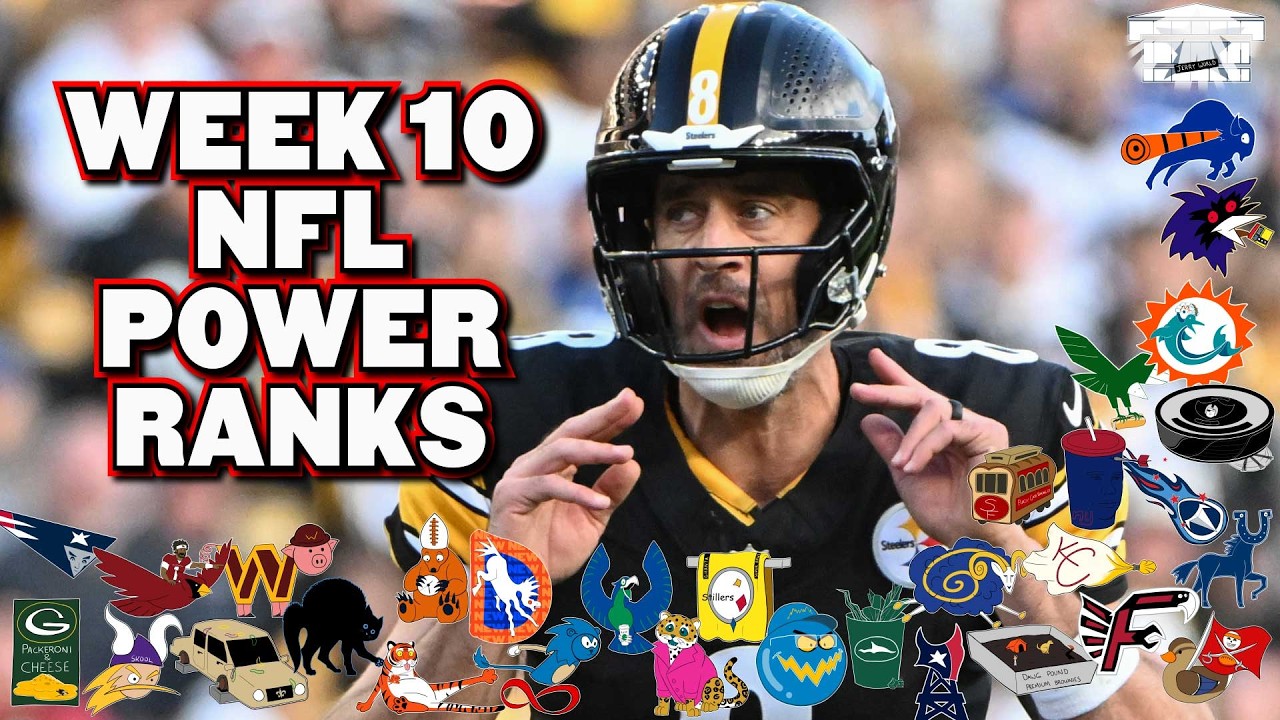 YouTube post by @thatsgoodsports for LMNT. Caption reads: Brutally Honest NFL Power Rankings: Week 10.