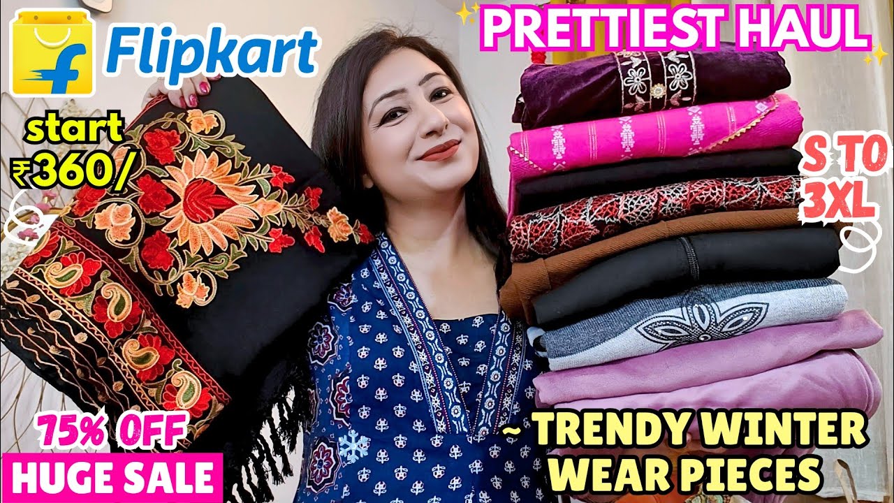 YouTube post by @AnjanaRawat for Wishlink. Caption reads: Flipkart Winter wear Kurta Haul @ ₹271/Woolen....