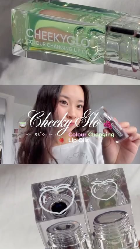 Instagram post by @lyshanoodlecake for Cheekyglo. Caption reads: Colour changing lip oils from @cheekyglo....