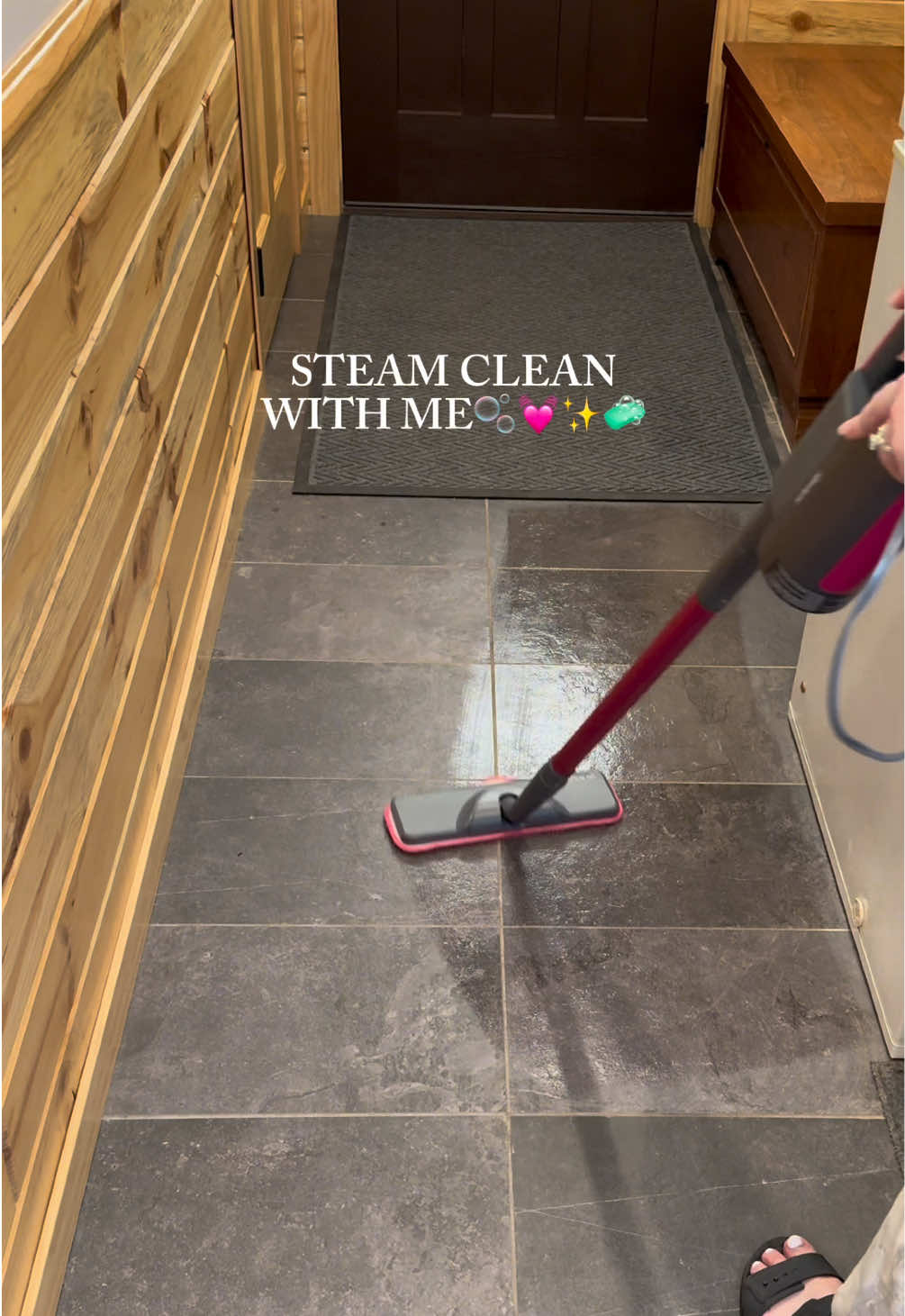 TikTok post by @morganmgrooms for Schenley. Caption reads: [...] entire house using my steam mop from....