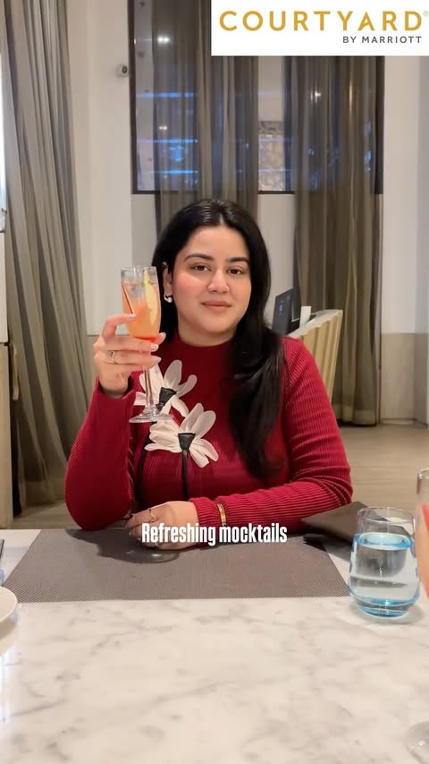 Instagram post by @maanyaagupta for Marriott Hotels & Resorts. Caption reads: @courtyardbymarriottagra is organising our 11th....