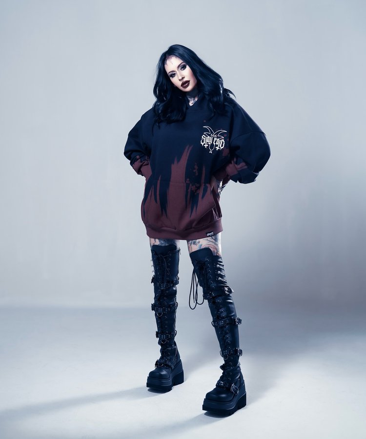 Instagram post by @heartandsoulblack for Demonia Shoes. Caption reads: 𝗧𝗵𝗲 𝗼𝗻𝗹𝘆 𝘄𝗮𝘆 𝘁𝗵𝗮𝘁 𝗜’𝗺....