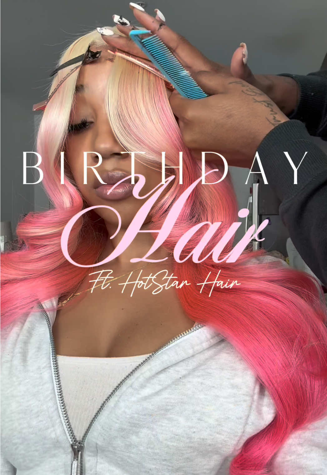 TikTok post by @r.rxyalty for Hotstar Hair. Caption reads: Hair Daze 🍰🍓🎀 @Maya Allyse💕 @Hot Star Hair The....