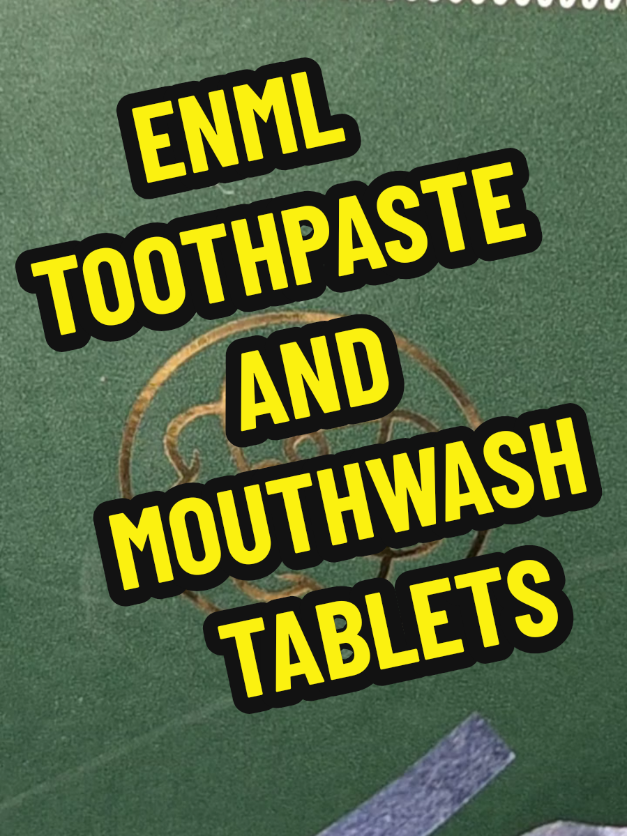 TikTok post by @anastasiathara3 for ENML Toothpaste Tabs. Caption reads: [...] #allnaturalingredients🌱🍃🍀 @ENML....