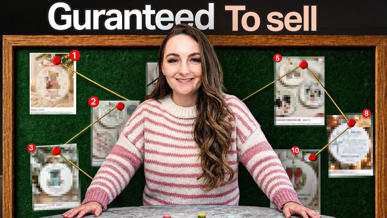 YouTube post by @CassiyJohnson for Kittl. Caption reads: 10 Etsy Niches GUARANTEED to Sell This Holiday....