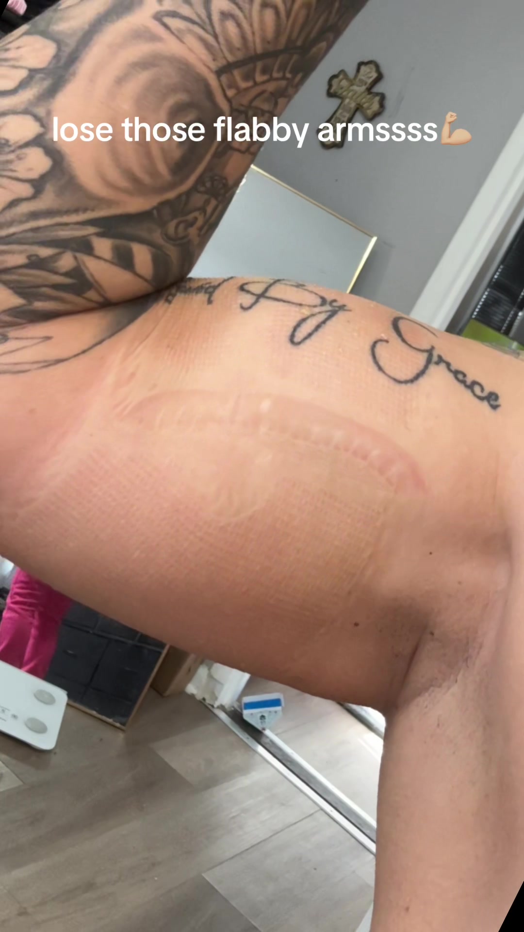 TikTok post by @sarahstyles444 for Sweet Sweat. Caption reads: @Sweet Sweat arm trimmers are soo good....