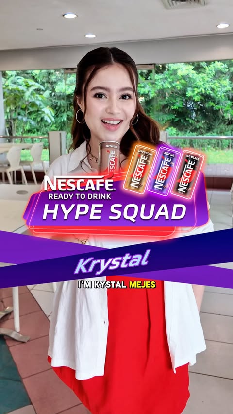 Instagram post by @krystalmejes_ for NESCAFÉ Philippines. Caption reads: From pagod to powered up!⚡️ #Nescafe....