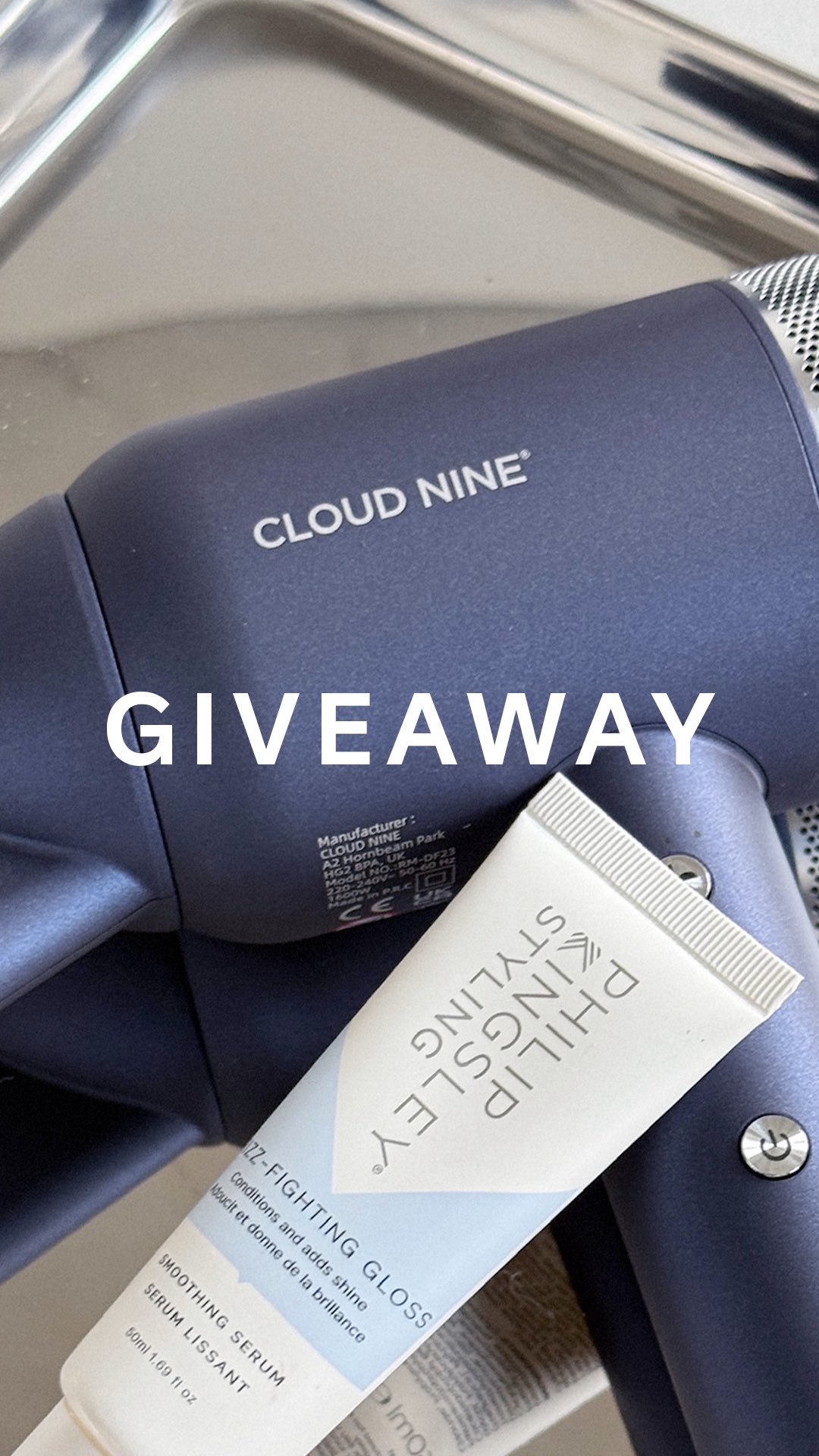 Instagram post by @cloudninehair for Philip Kingsley. Caption reads: G I V E A W A Y 

We’ve teamed up to give one....