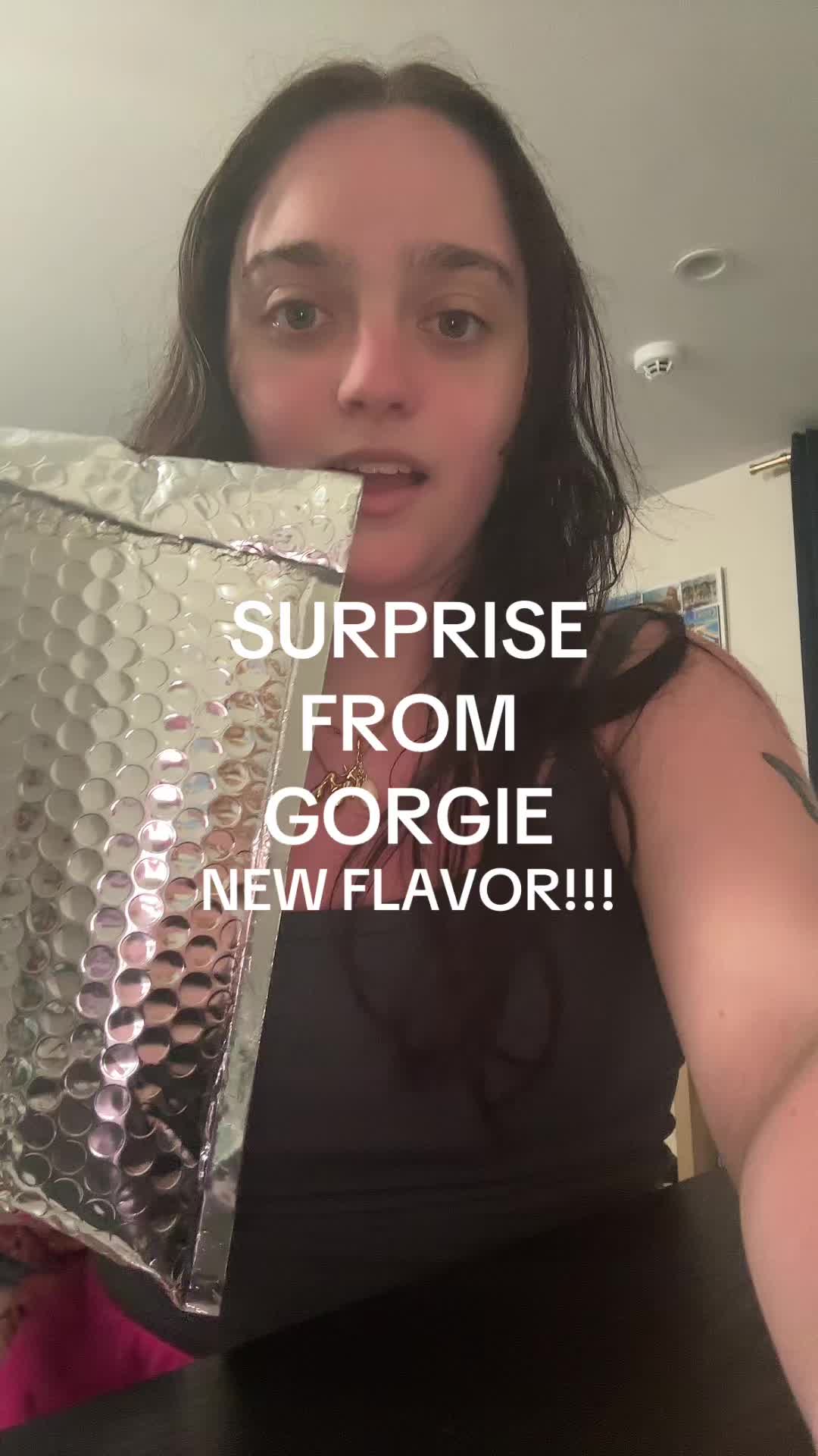 TikTok post by @mayatillem for Gorgie. Caption reads: @GETGORGIE is INSANE!!! NEW FLAVOR!!! #gorgie #fyp....