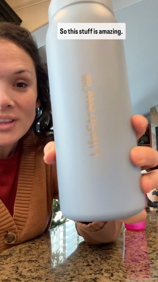 Instagram post by @rachbennett for LifeStraw. Caption reads: We almost forgot to get him this! But I bought a....