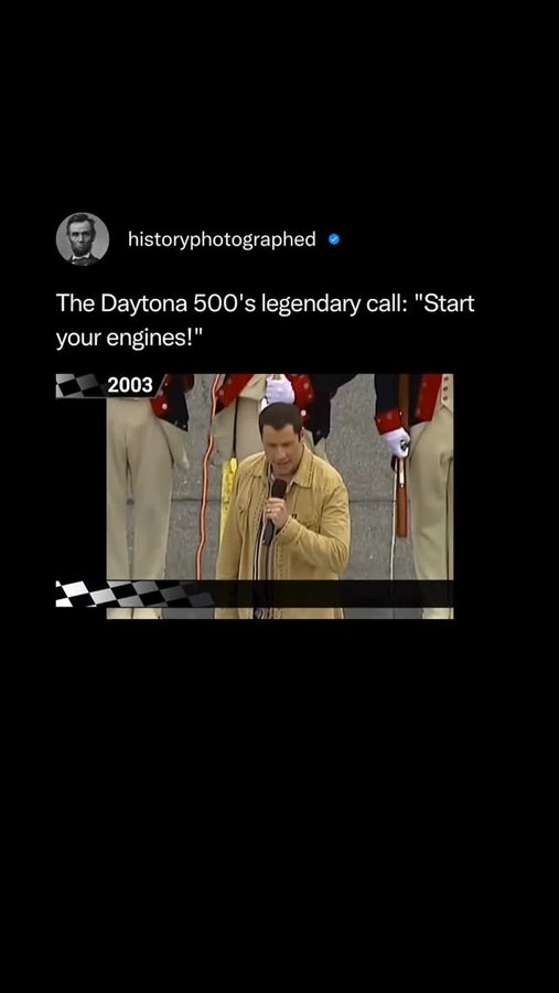 Instagram post by @historyphotographed for NASCAR. Caption reads: The Daytona 500 adopted the "start your engines"....