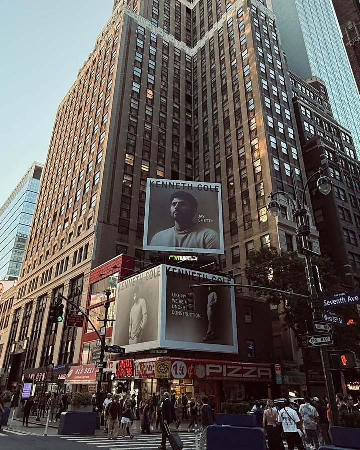 Instagram post by @jayshetty for Kenneth Cole. Caption reads: I lived in New York for the first 2 years when I....