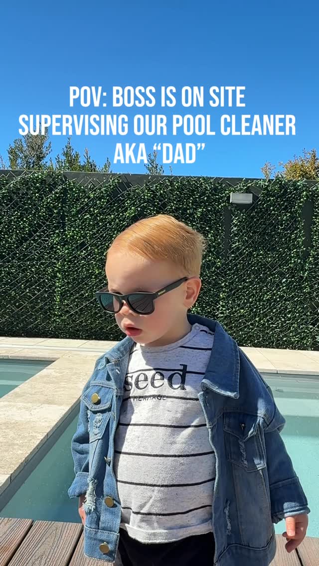 Instagram post by @huddyandme for Polarised Baby Sunglasses. Caption reads: Rumour has it that he’s not impressed 🤭😜 Wearing....