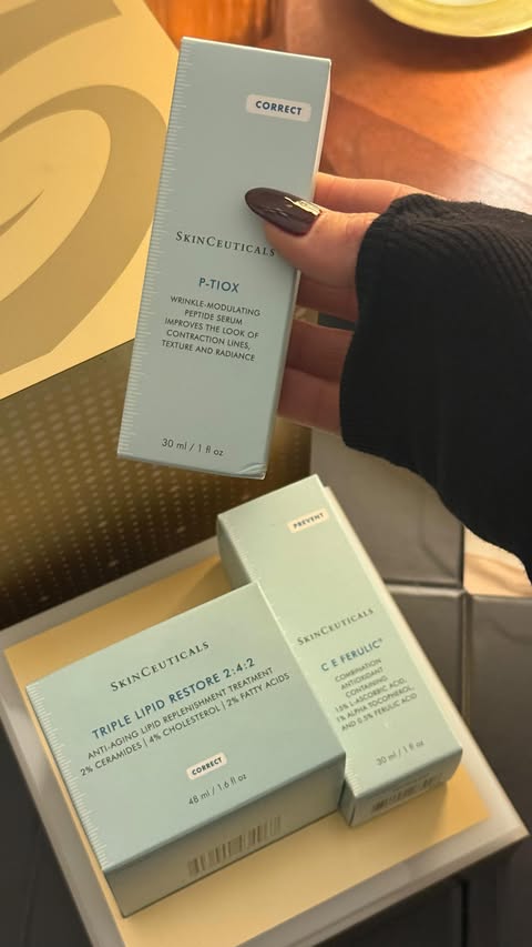 Instagram post by @ellie_teale for SkinCeuticals. Caption reads: evening in my life vlog 🫶🏼 @skinceuticals....