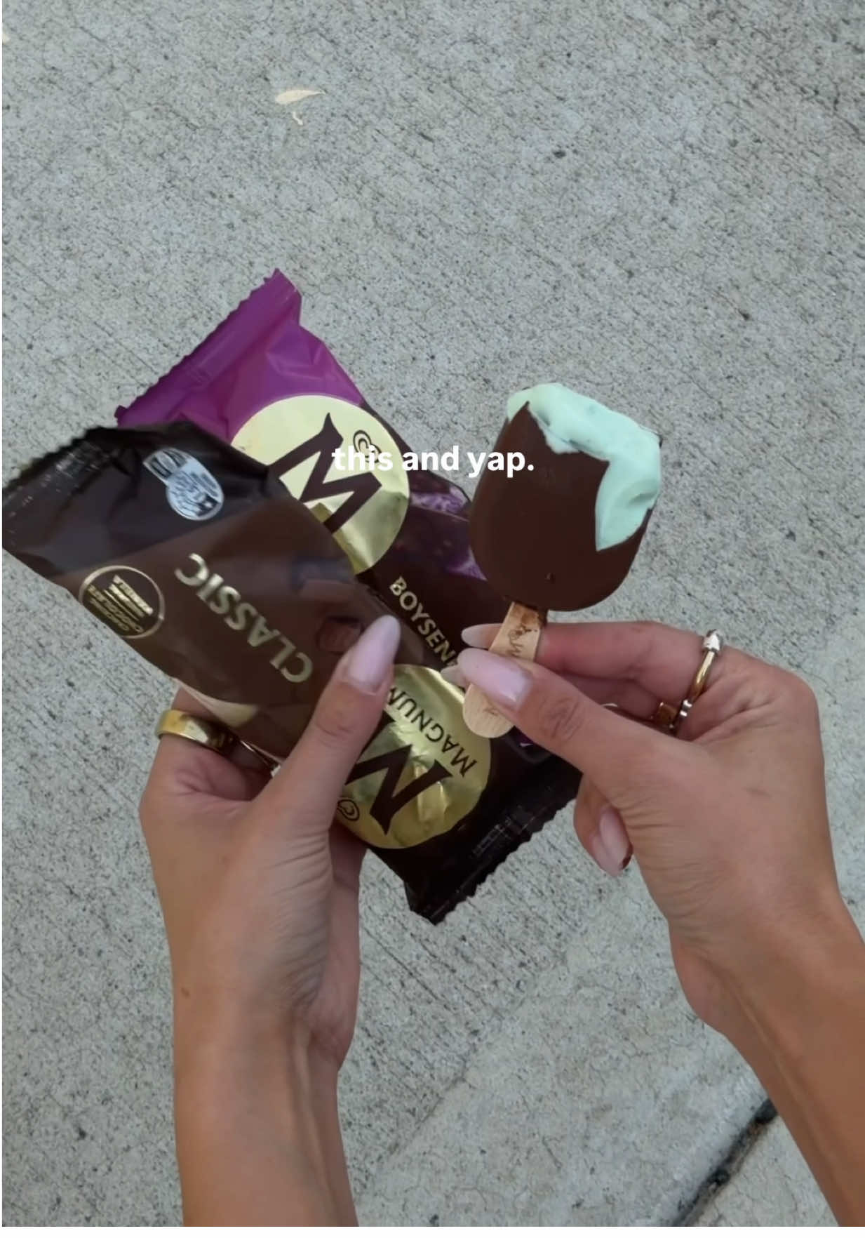 TikTok post by @jacquiealexander_ for Magnum Ice Cream. Caption reads: a @Magnum Ice Cream and my bestie.