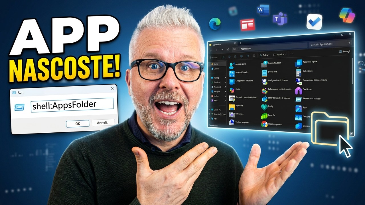 YouTube post by @gentiluomodigitale for NordPass. Caption reads: The SECRET Windows folder with HIDDEN apps!.