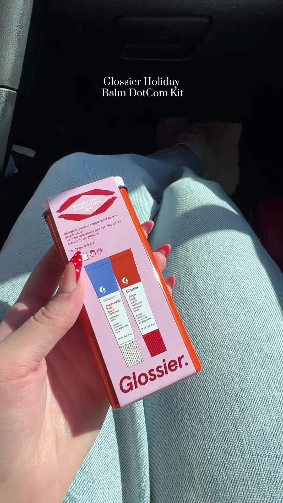 TikTok post by @makeup_by_devvynn for Glossier. Caption reads: The cutest holiday kit from @Glossier✨🤍🍥 They....
