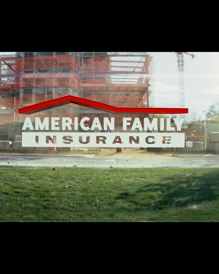 Instagram post by @anthonymackie for American Family Insurance. Caption reads: Check out the @amfam shield in this spot with me....