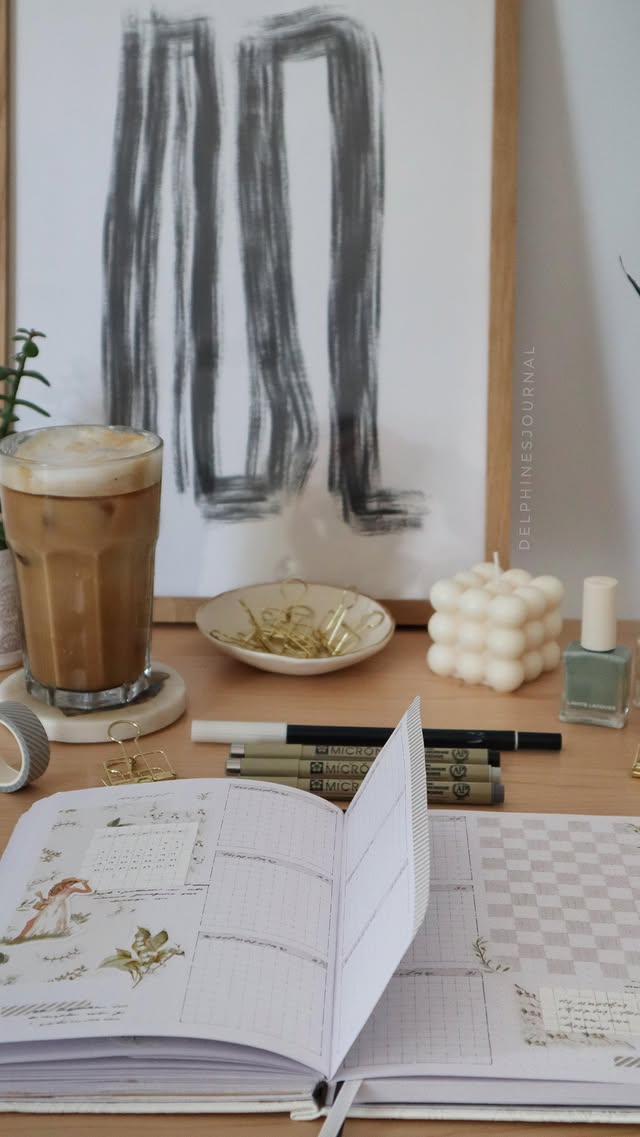 Instagram post by @delphinesjournal for Scribbles That Matter. Caption reads: [...] @notesncoffees 📖 stationery: •....