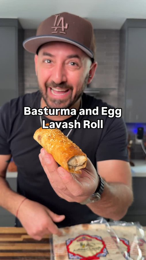 Instagram post by @arazada for Toufayan Bakeries. Caption reads: Basturma and eggs have just been taken to a whole....