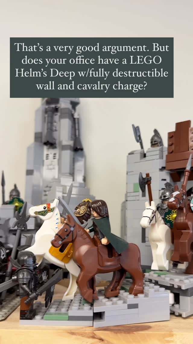 Instagram post by @fellandfair for LEGO. Caption reads: Now is the hour we draw swords together! (As long....