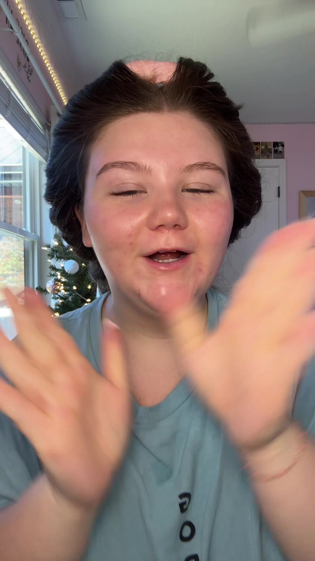 TikTok post by @calleighpaige07 for theBalm. Caption reads: do my makeup w me for a date!!  @theBalm cosmetics....