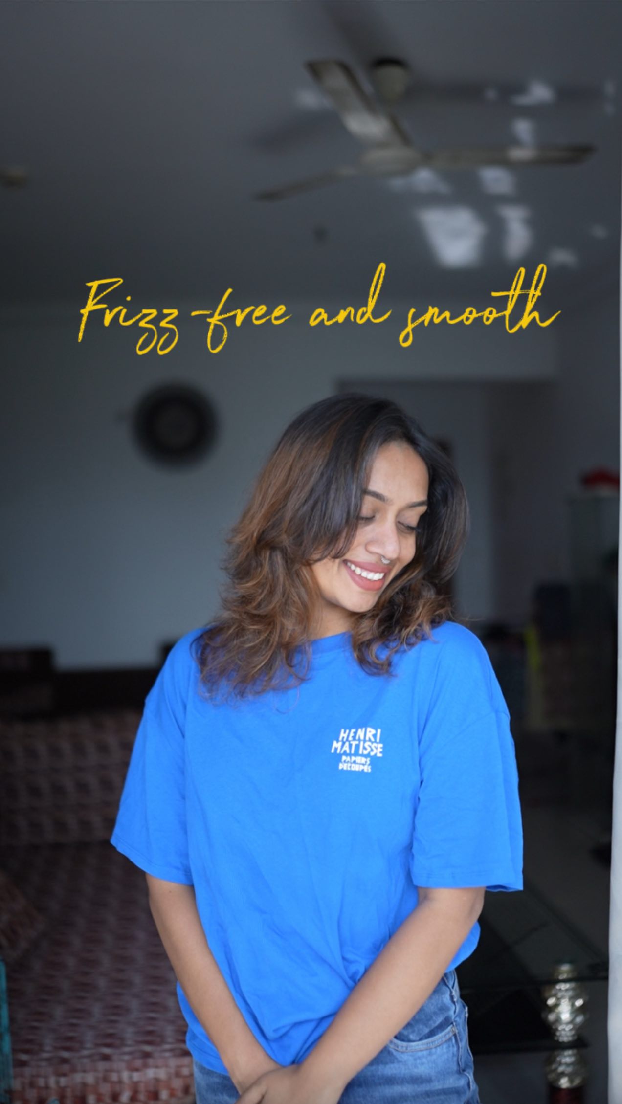 Instagram post by @aswathy_vikraman_12 for BBlunt. Caption reads: This hair mask is a total game-changer for frizz!....