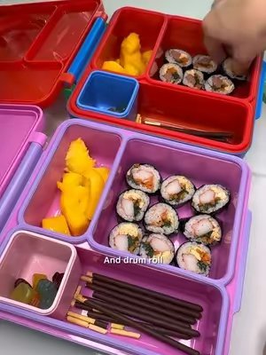 TikTok post by @josephineehuang for OmieLife. Caption reads: [...] #lunchboxideasforkids #lunchbox @OmieLife....