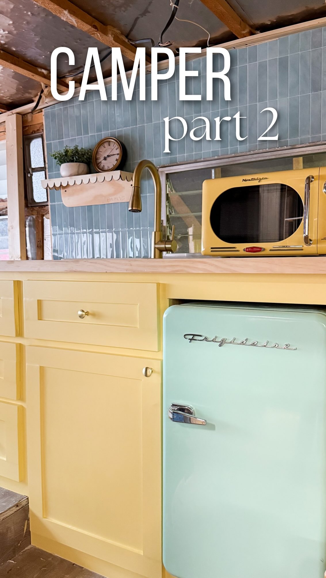 Instagram post by @a.dabbled.dwelling for Dremel. Caption reads: This camper makeover turned into one big “oh s*#%”....