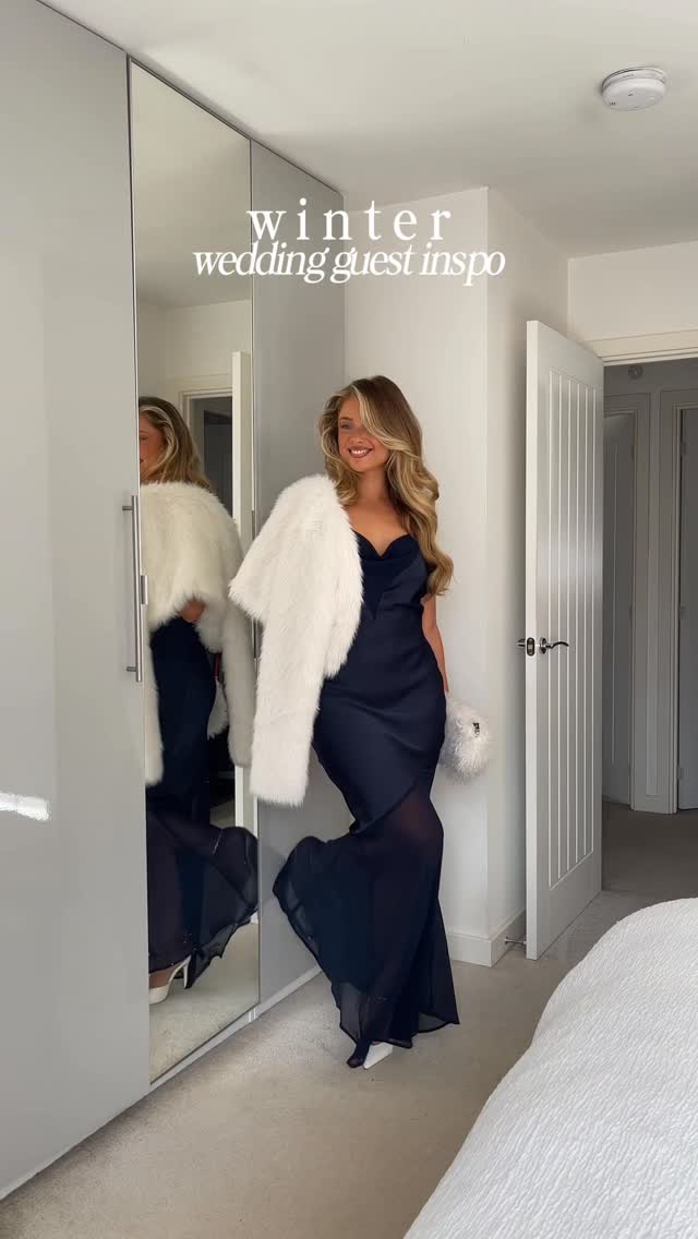 Instagram post by @abbiexhooper for Hello Molly. Caption reads: some winter wedding guest inspo ☁️❄️✨ still love....