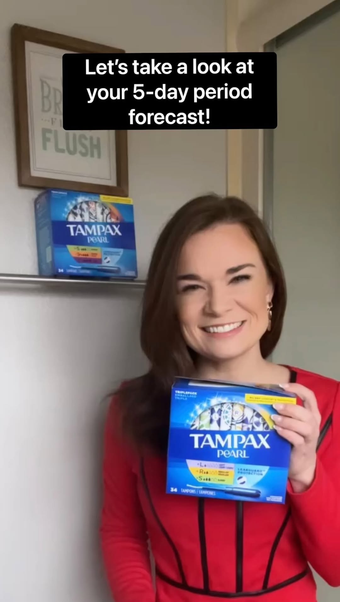 Instagram post by @kaylamariesully for Tampax. Caption reads: #ad check your flow forecast before heading....