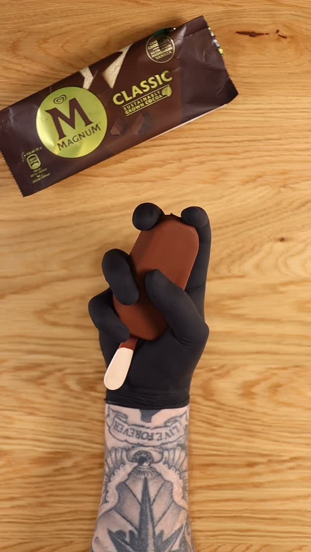 Instagram post by @turbosqueezer for Magnum Ice Cream. Caption reads: Just squeezing Magnum Classic Ice Cream for....