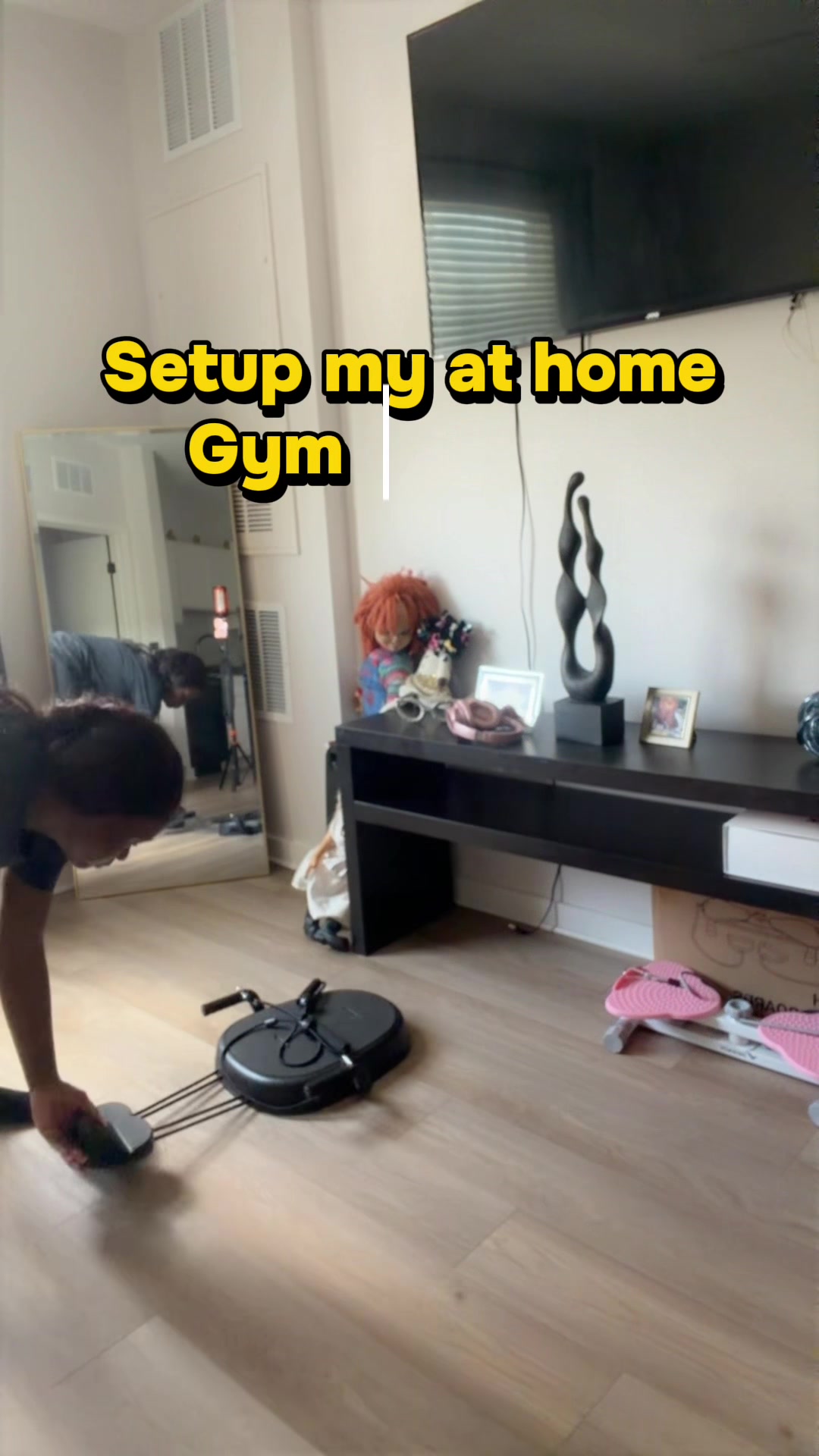 TikTok post by @chyna.mokickz for Zelus Fitness. Caption reads: @SunnyHealthFitness @Zelus Fitness Gear @Merach....