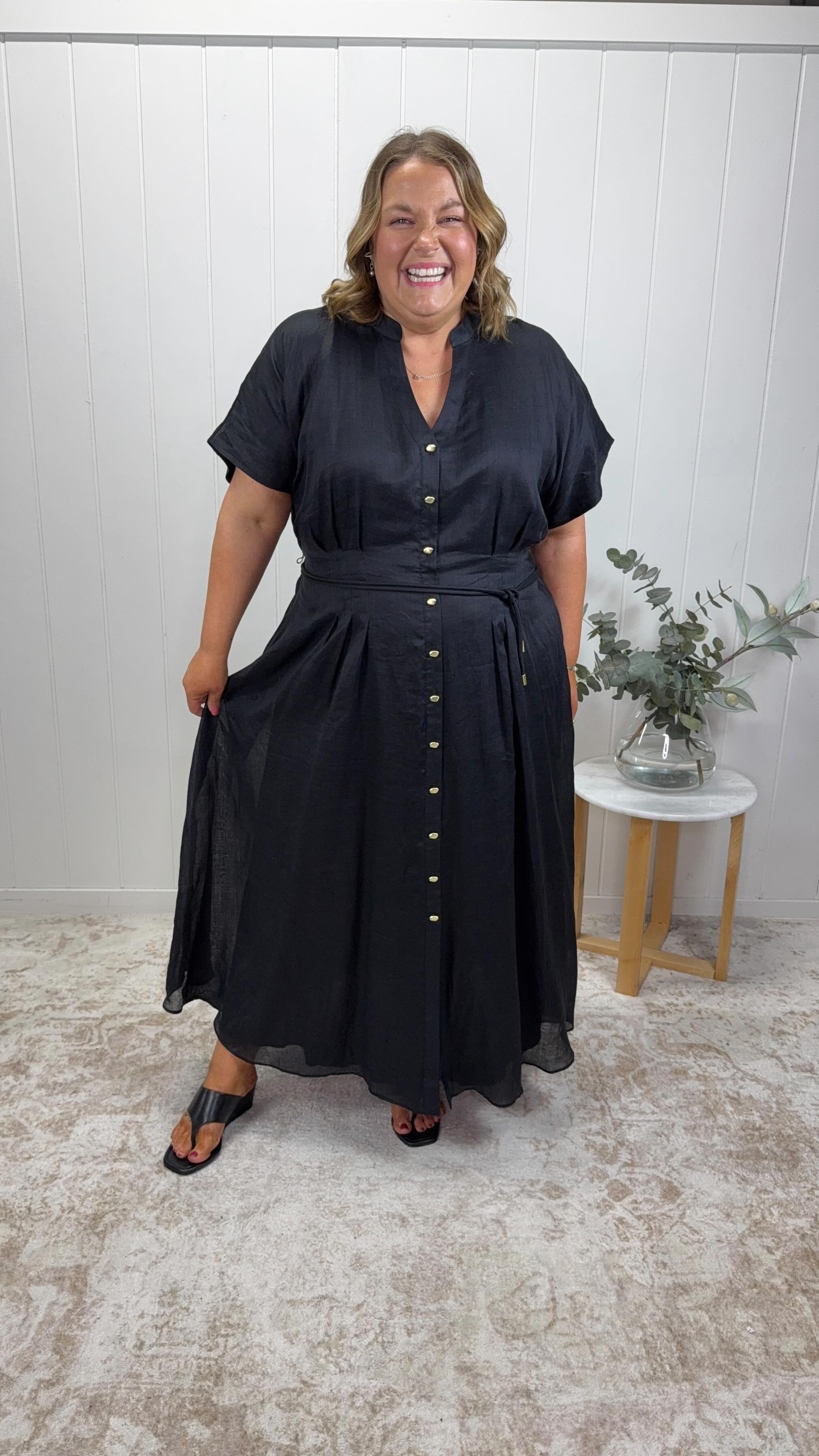 Instagram post by @melissajadestyle for Forever New. Caption reads: A shirt dress is my absolute favourite style!....