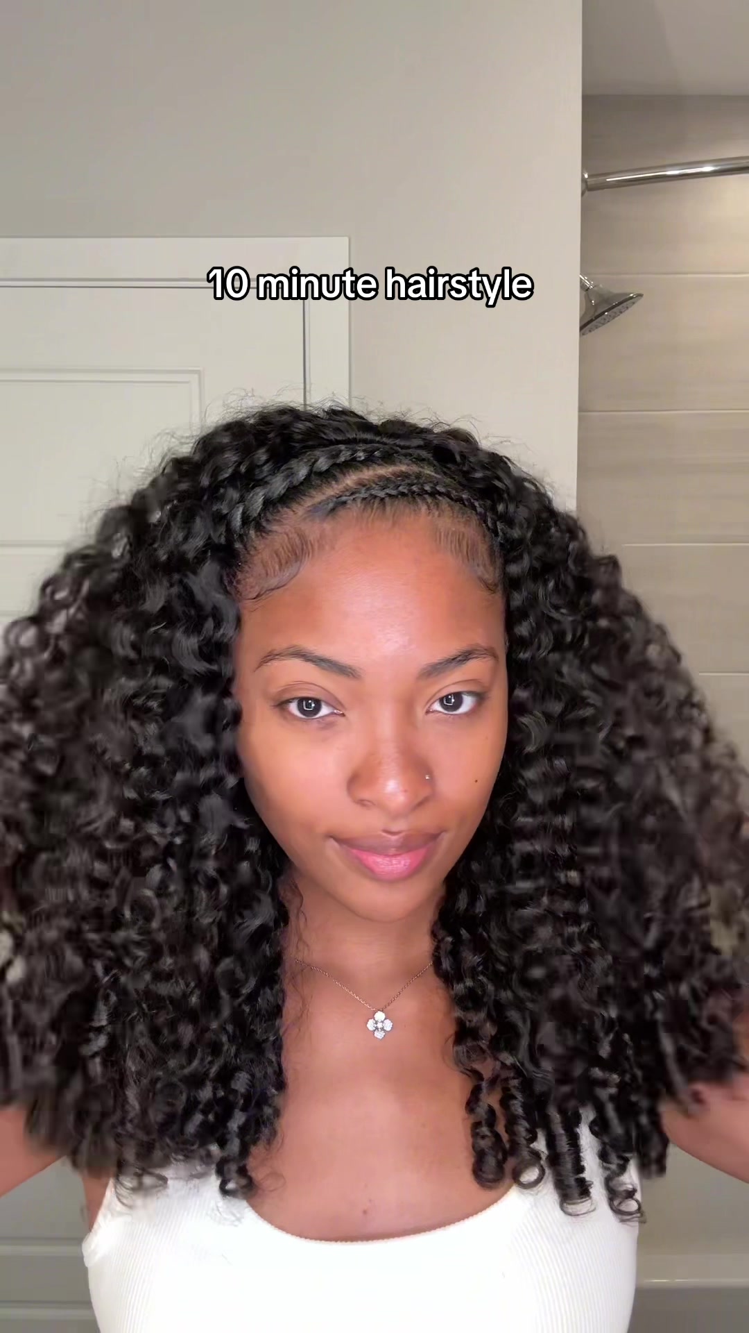 TikTok post by @xoalyria for iseehair. Caption reads: 10 minute hairstyle using my half wig from....