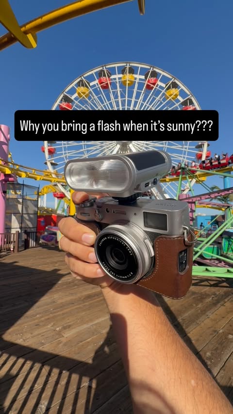 Instagram post by @streetpovtraits for Viltrox. Caption reads: [...] at the Santa Monica Pier with the....