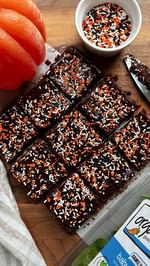 Instagram post by @daddioskitchen for organicgirl. Caption reads: trick or treat yourself and the fam to these....