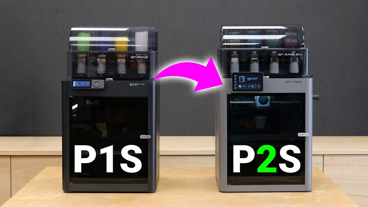 YouTube post by @CNCKitchen for Thingiverse. Caption reads: The P2S Is the Upgrade No One Expected – But....