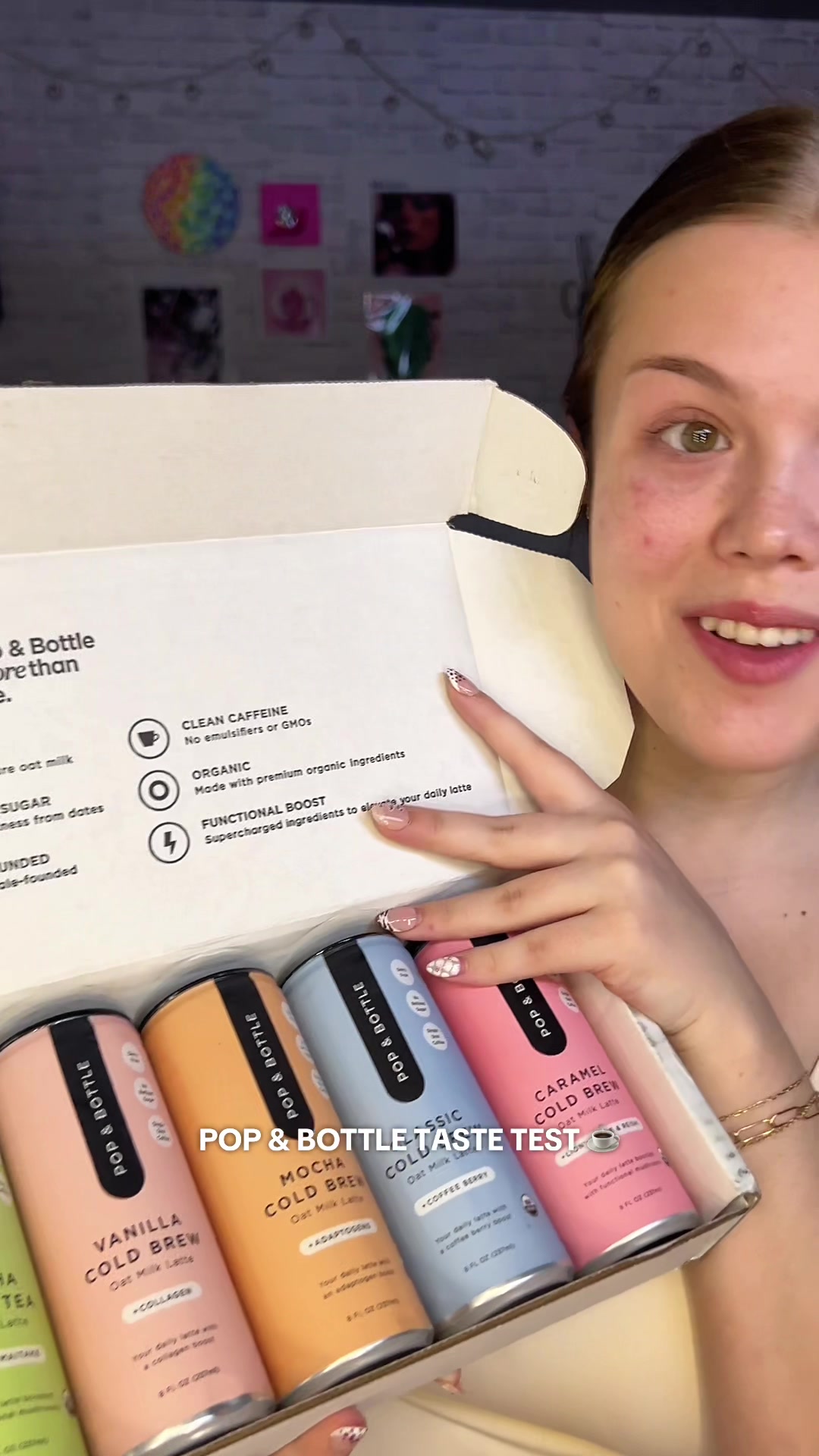 TikTok post by @kaylee.7355 for Pop & Bottle. Caption reads: @popandbottle is game changer for cold brew lovers....