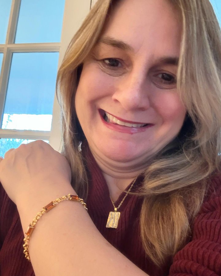 Instagram post by @kristenwithmydreams for Slide Jewels. Caption reads: [...] Feeling Sunny this fall in jewelry by....