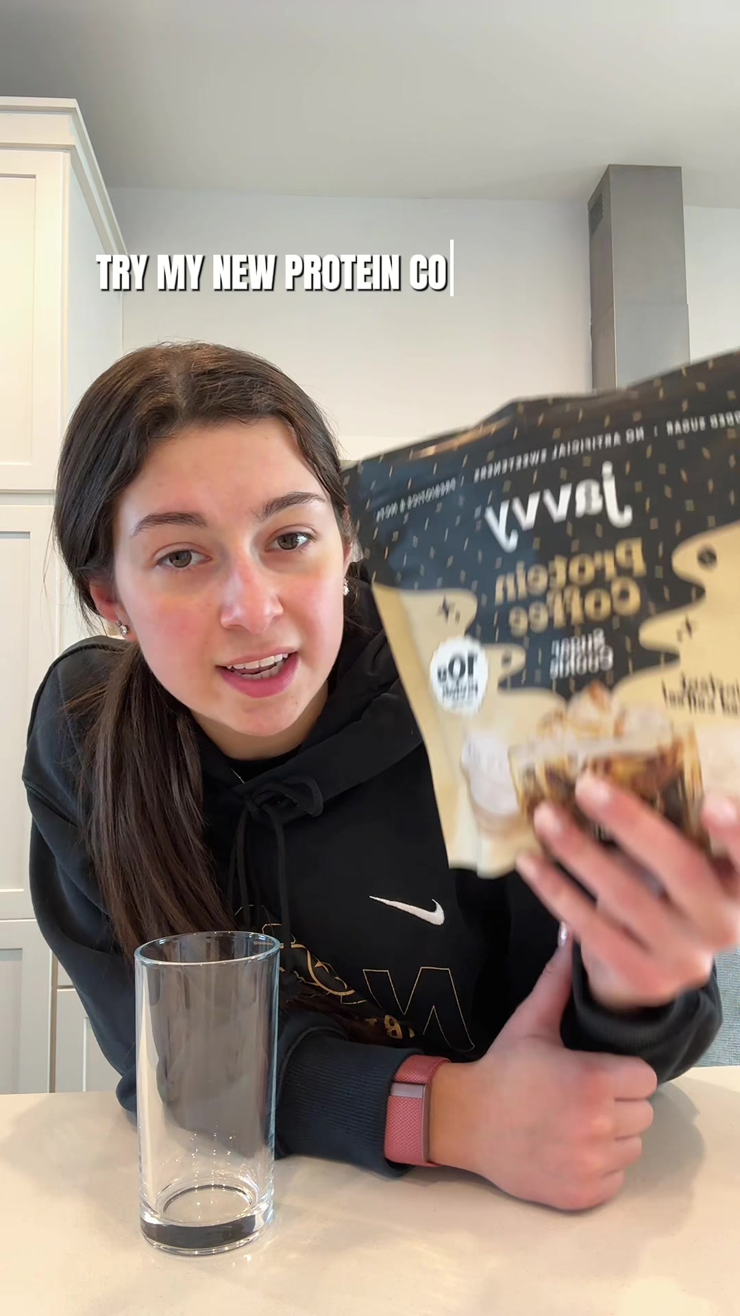TikTok post by @victoriavarano3 for Javy Coffee. Caption reads: New protein coffee flavor 😋🍪 @Javvy Coffee....