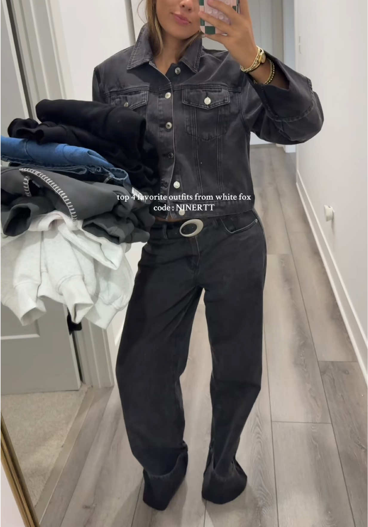 TikTok post by @ninersslifeee for White Fox Boutique. Caption reads: [...] Use code : NINERTT for $ off :) @White Fox....