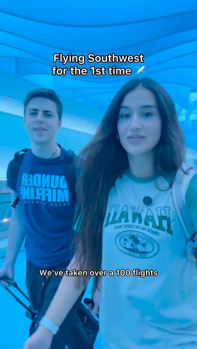 Instagram post by @hollandcouple for Southwest Airlines. Caption reads: Got to experience Southwest’s open seating just in....