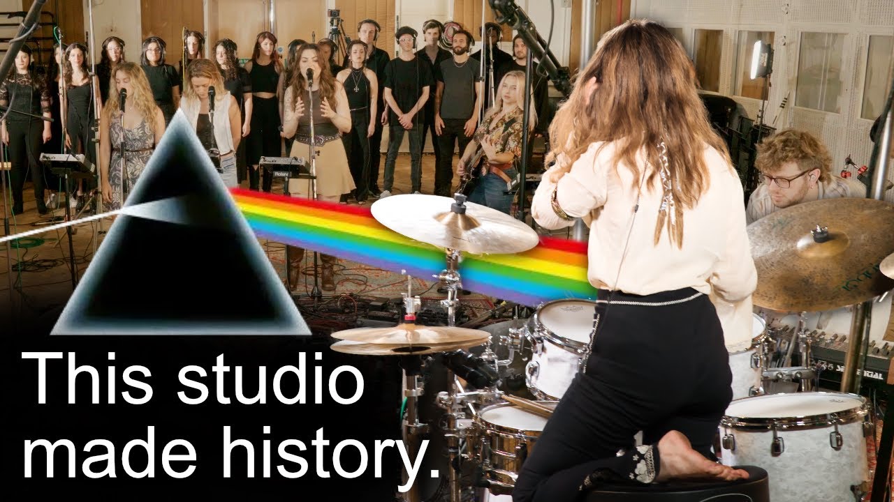 YouTube post by @sina-drums for Thomann. Caption reads: The EPIC final of Dark Side of the Moon (Pink....