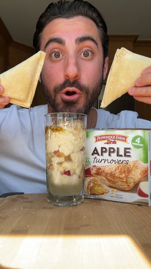 Instagram post by @joey_wellness for Rise & Puff. Caption reads: What’s really inside an apple turnover....