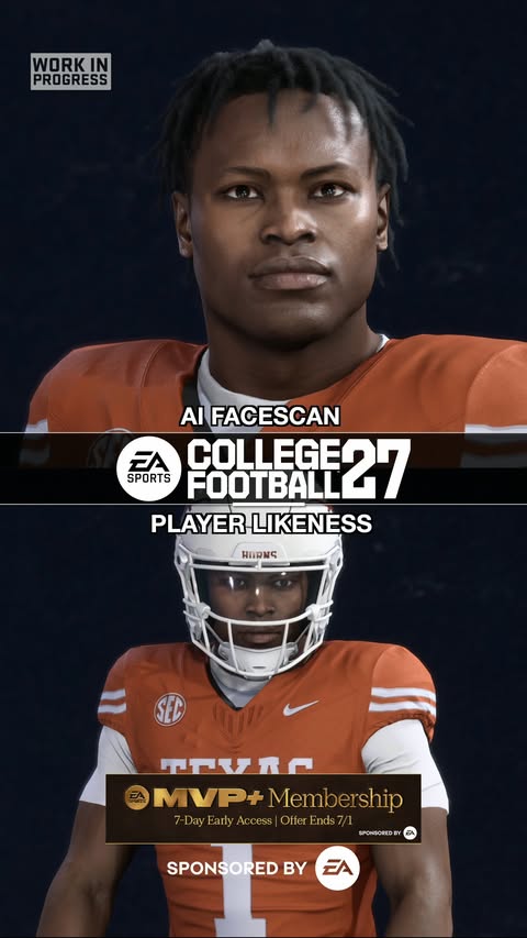 Instagram post by @ticoistocory for EA SPORTS College Football. Caption reads: Become an MVP+ Member for 7-Day Early Access to....